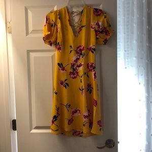 Yellow flower print dress